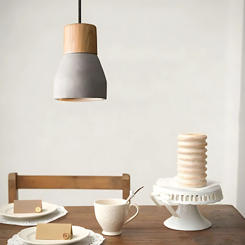 CEMENT CONE WOOD PENDANT