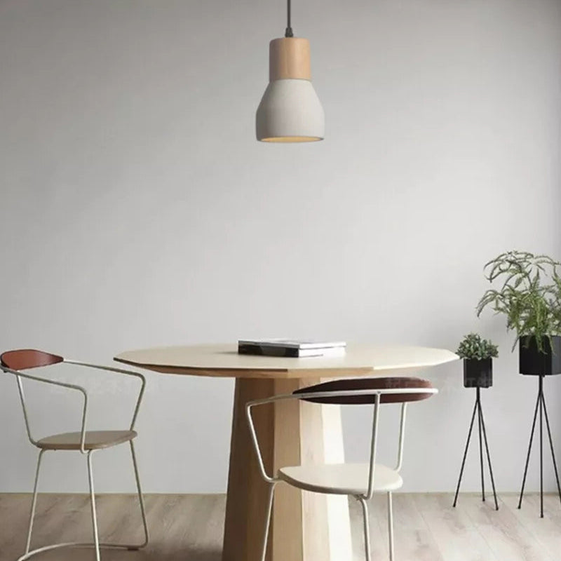 CEMENT CONE WOOD PENDANT