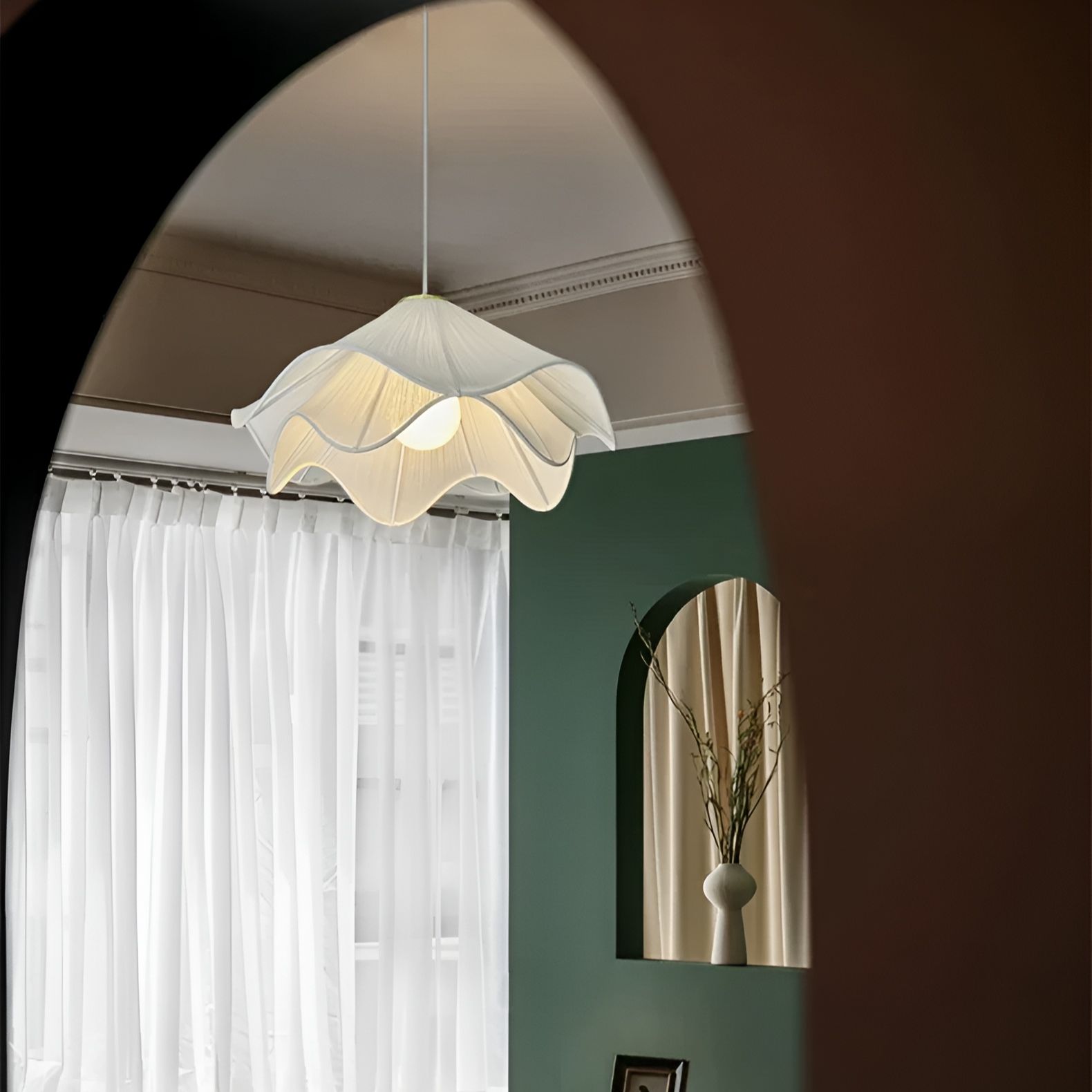 Radiance of Serenity Fabric Japandi Pendant Light