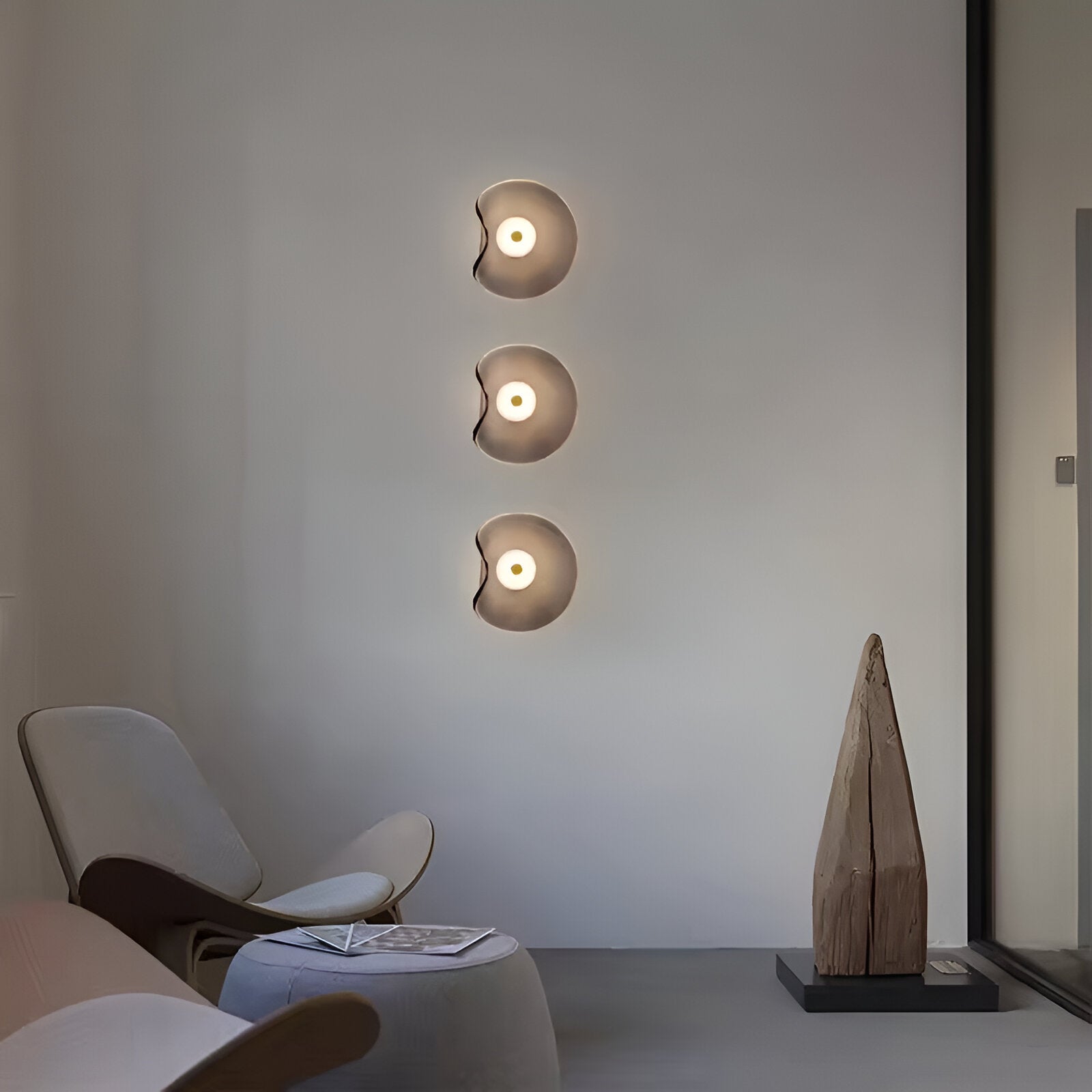 Nordic Curved Glass Japandi Style Glass LED Wall Light