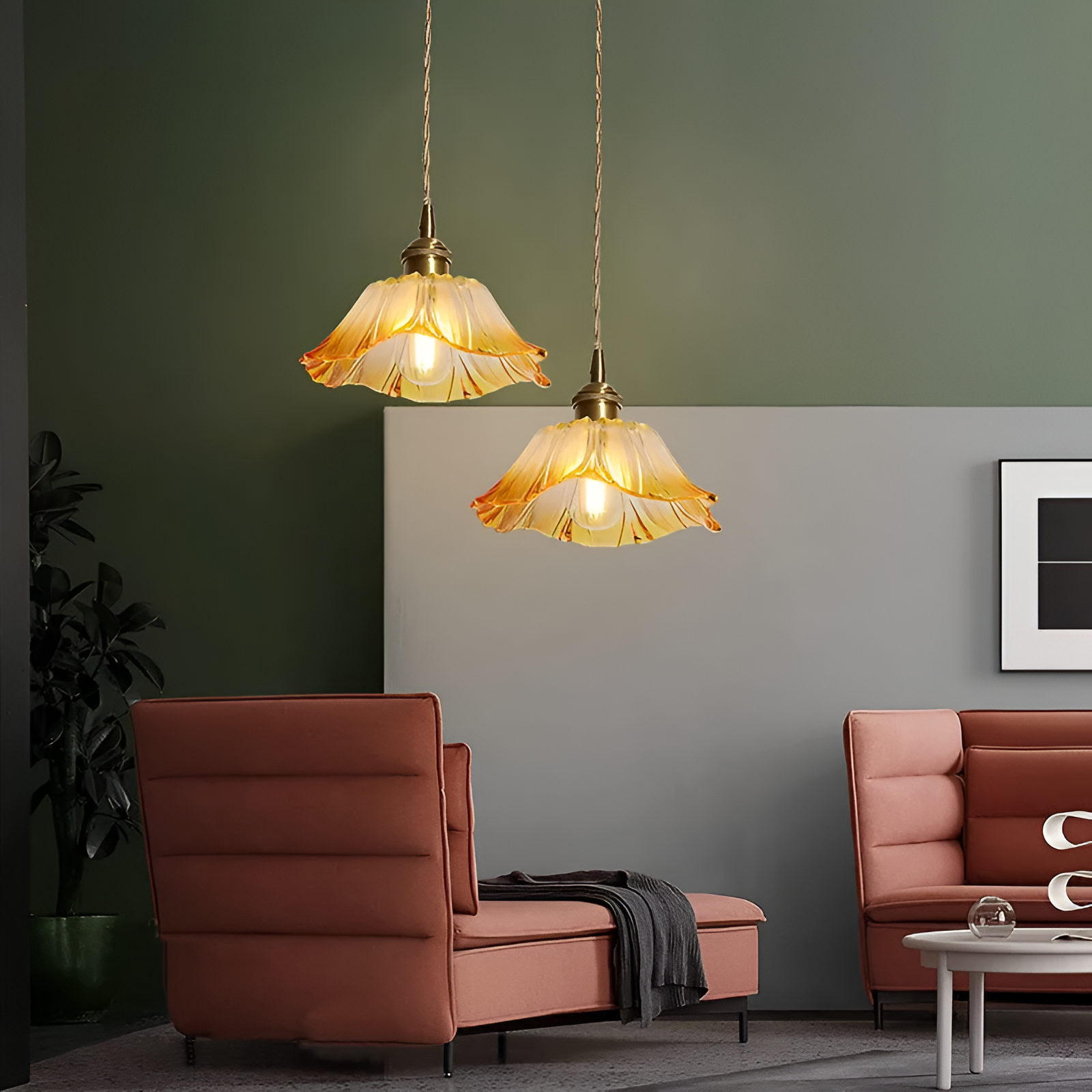 Lotus Glow Vintage Glass Pendant Light
