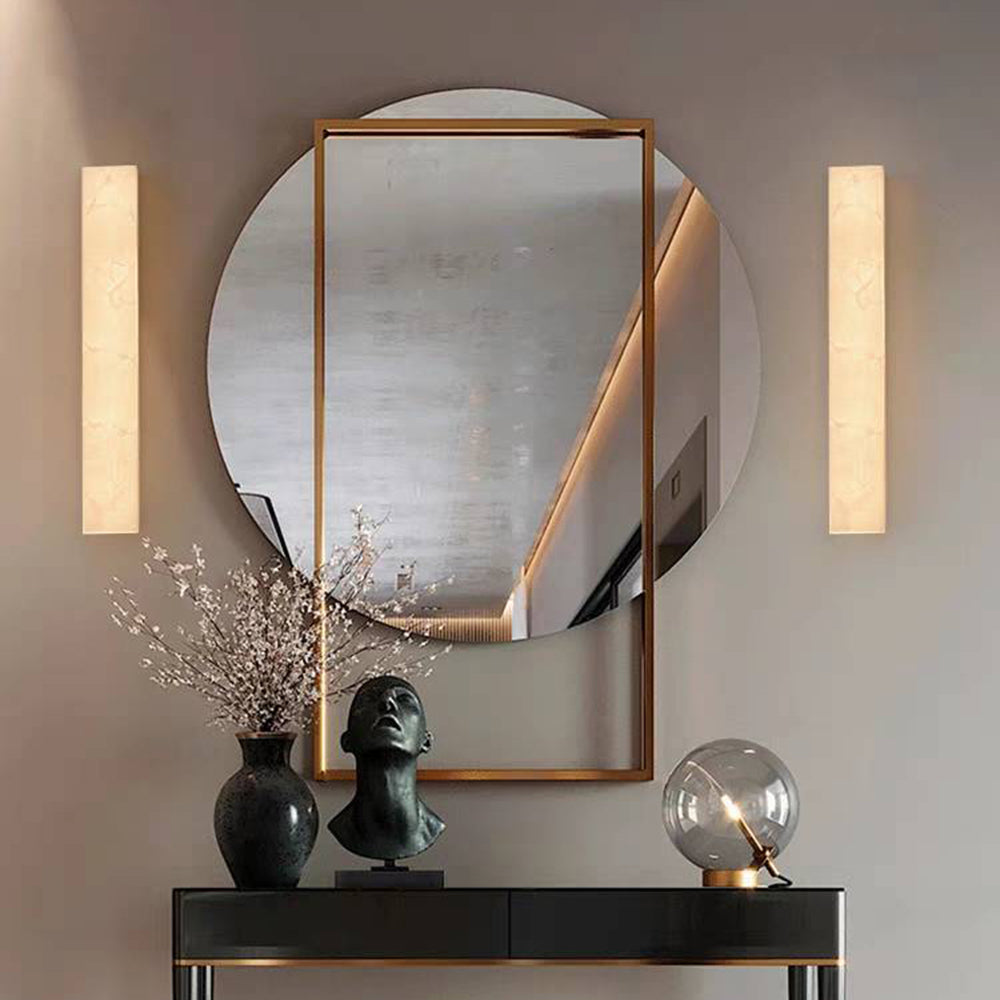 Edge Modern Rectangular Alabaster Outdoor Wall Light