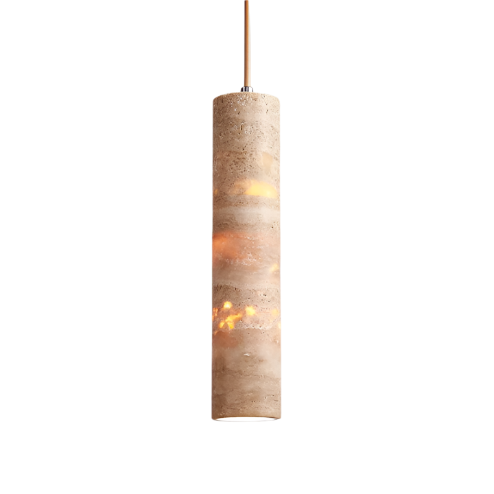 Cream Travertine Tube Pendant Light