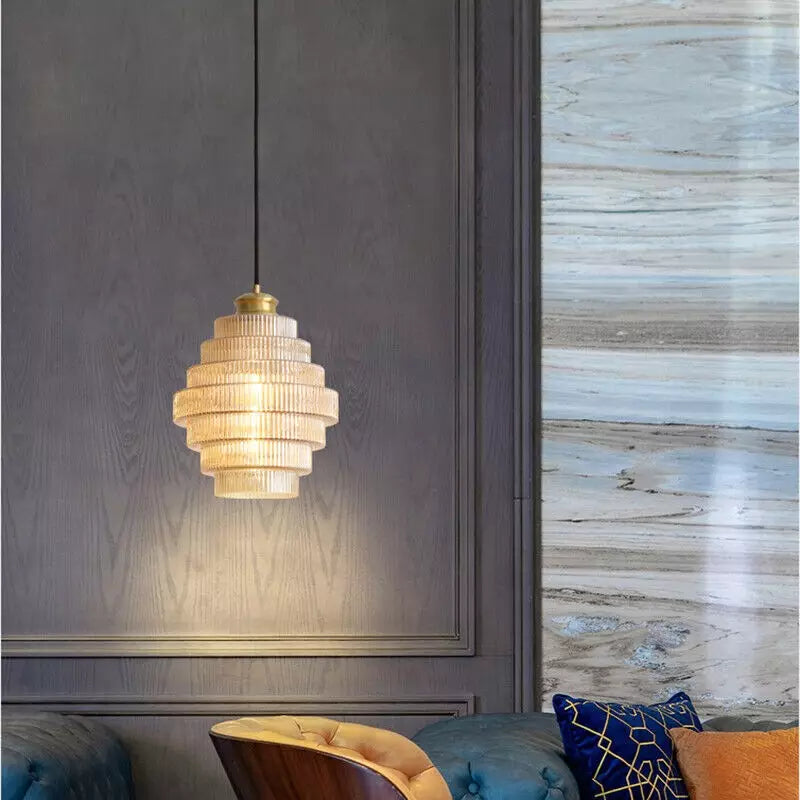 Kaela Vintage Striped Glass Pendant Light
