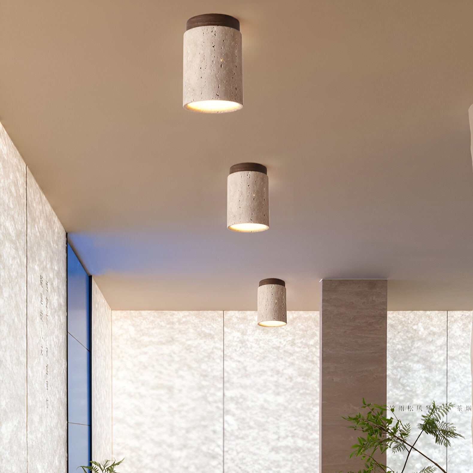 Orin Retro Travertine Flush Mount Ceiling Light