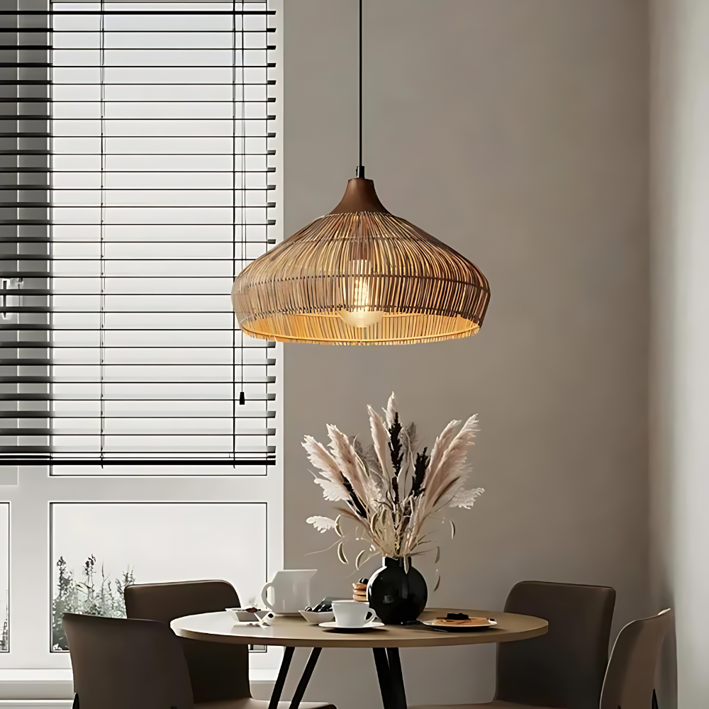 Elegant Natural Rattan Braid Boho Pendant Light