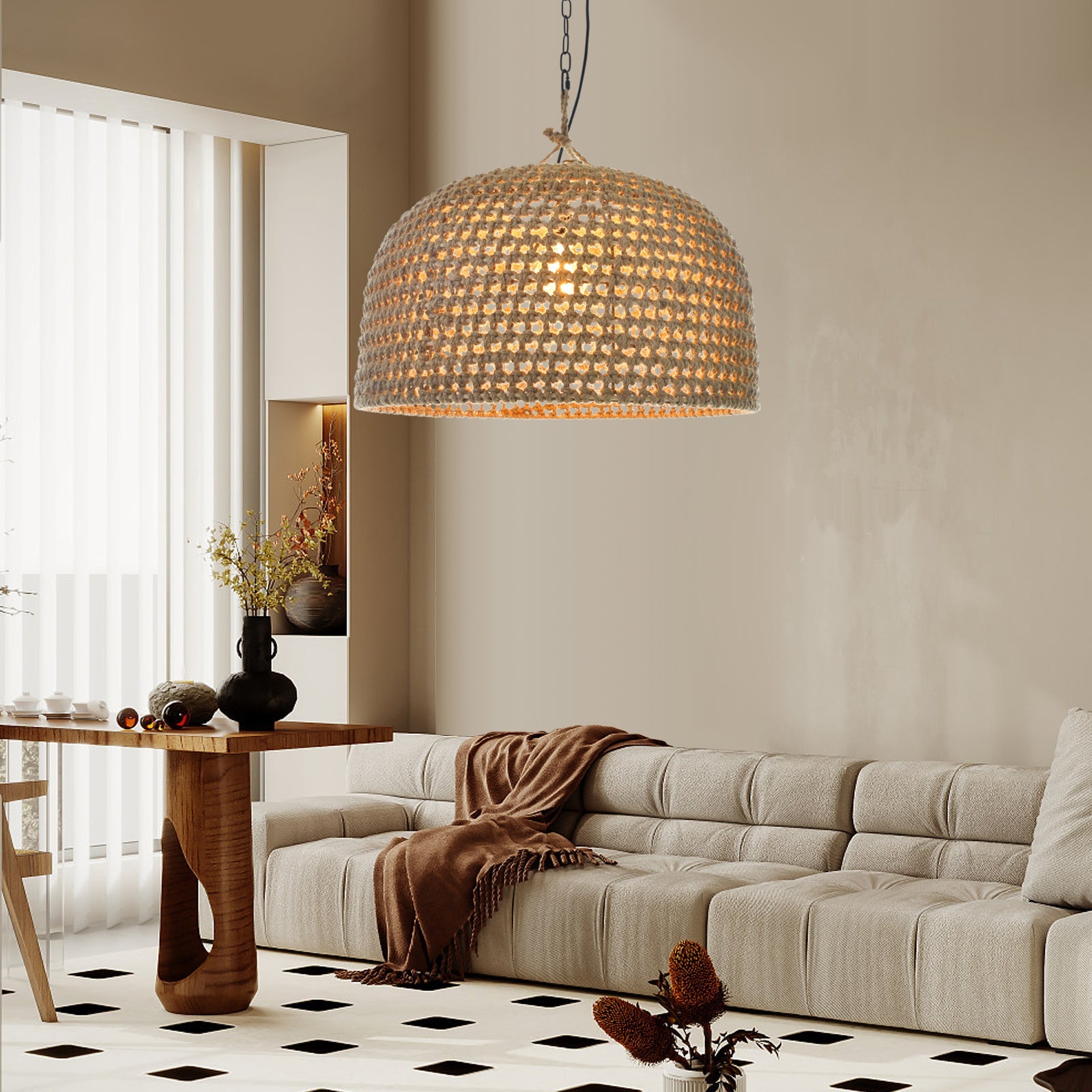 Natural Shadow Rattan Japandi Pendant Light