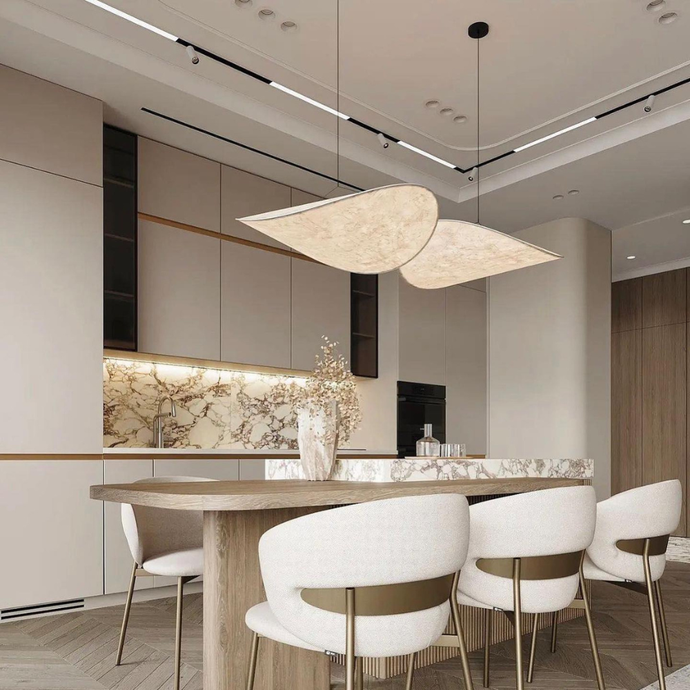 Japandi White Silk Fabric Minimalist Pendant Light