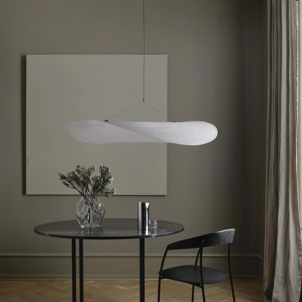 Japandi White Silk Fabric Minimalist Pendant Light
