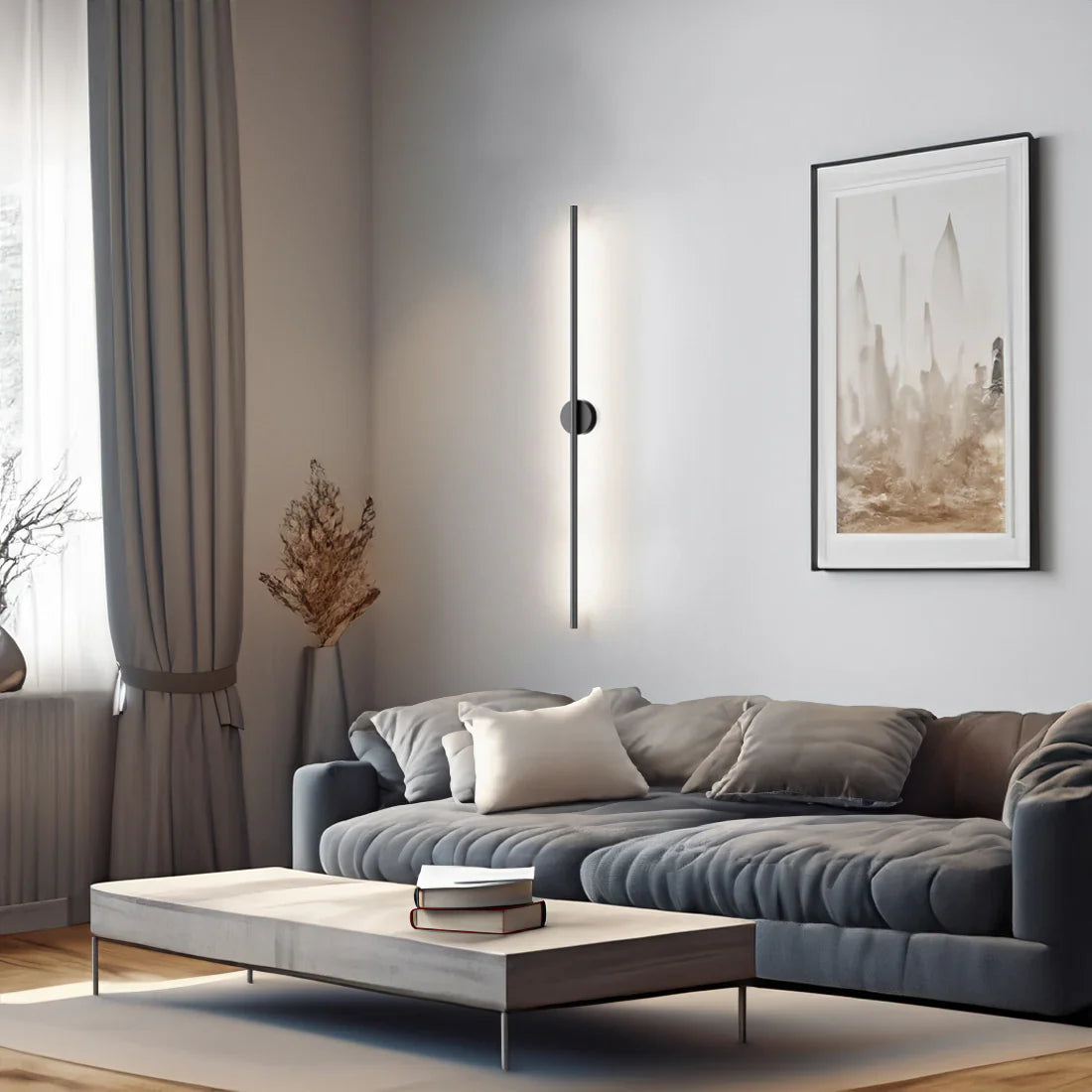 SLIM BLACK BAR WALL LAMP