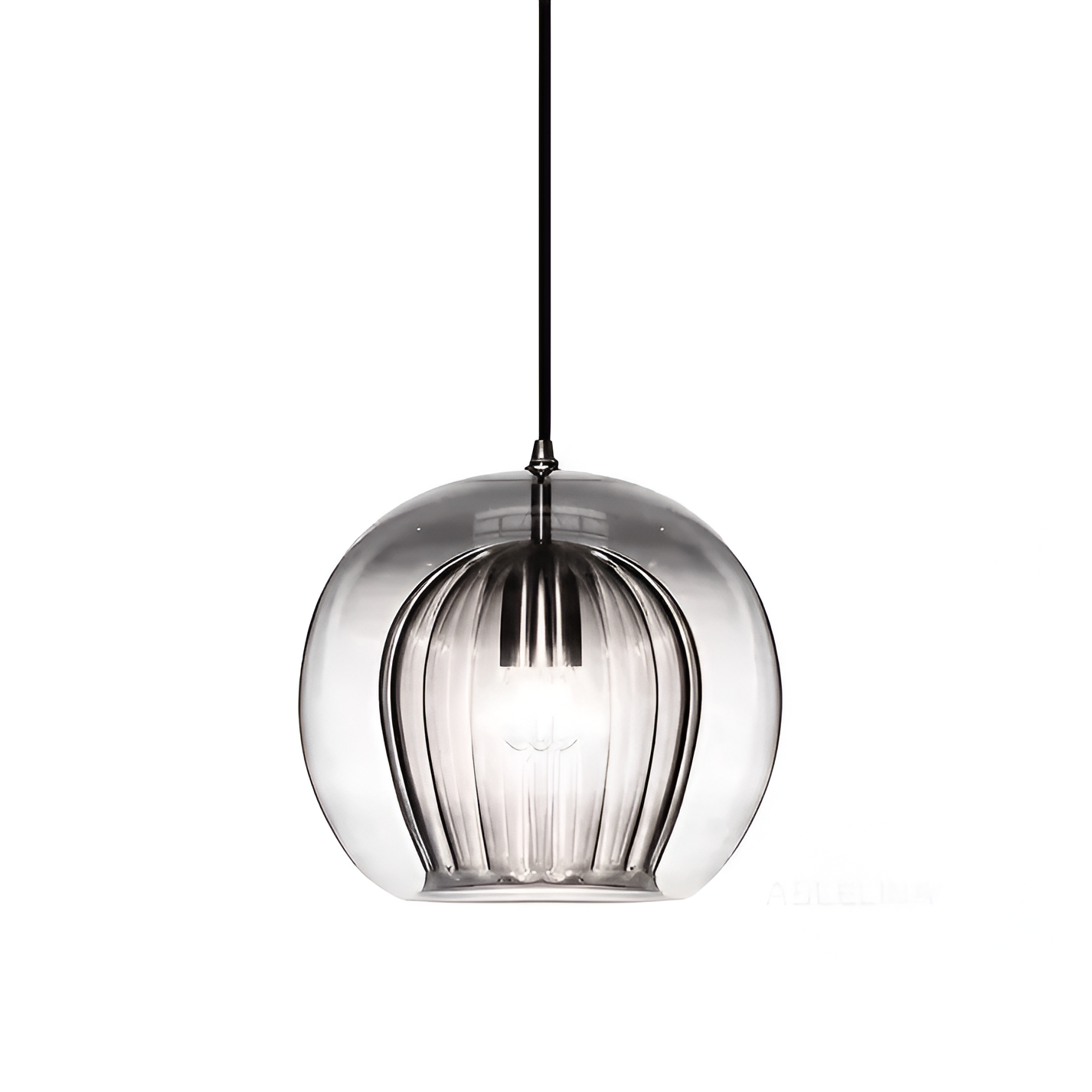 SMOKED FLUTED GLOBE PENDANT