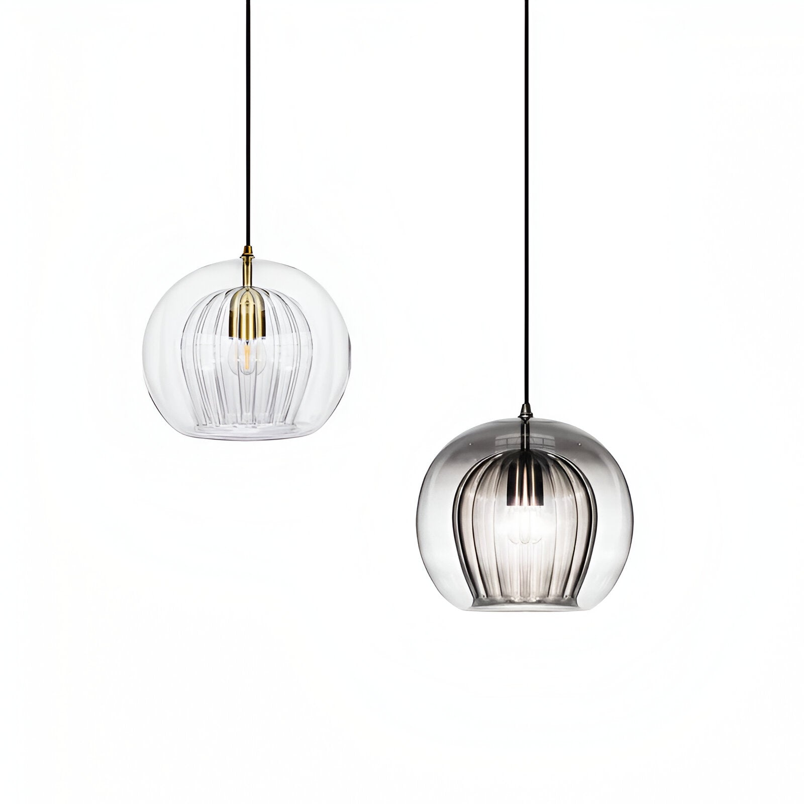 SMOKED FLUTED GLOBE PENDANT