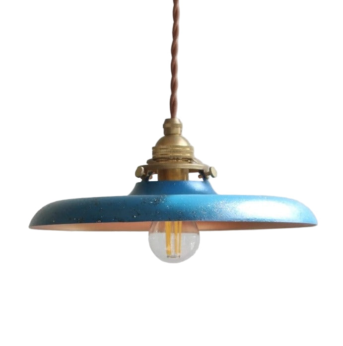 TEAL ENAMEL DOME PENDANT