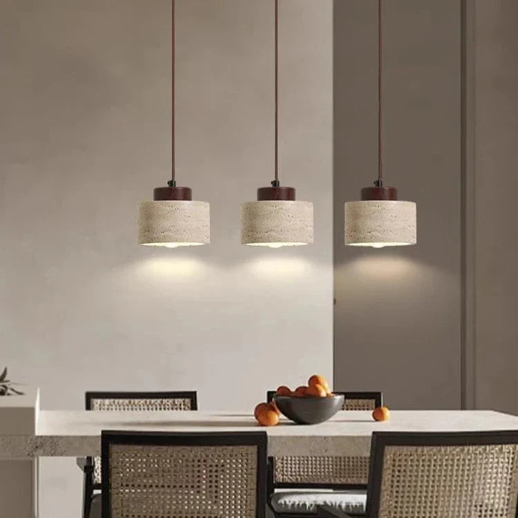 TRAVERTINE DRUM PENDANT