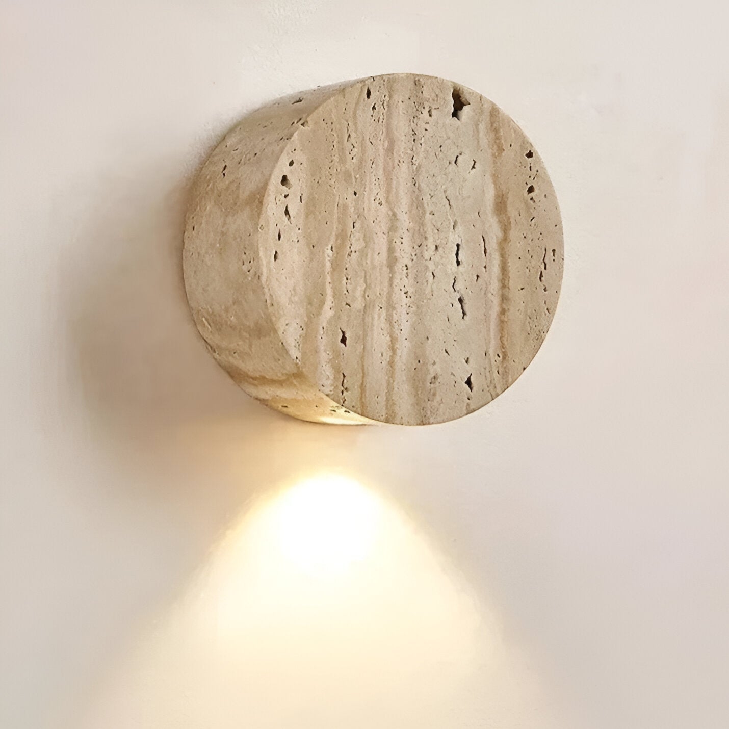 TRAVERTINE HALF-MOON WALL LAMP