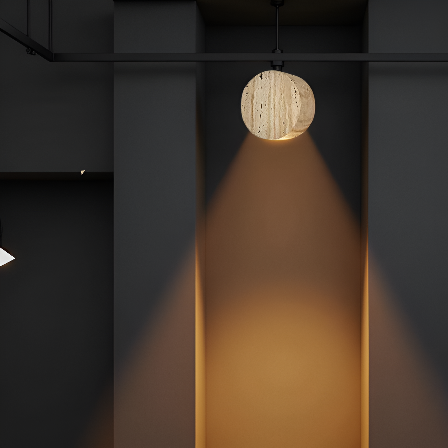 TRAVERTINE HALF-MOON WALL LAMP