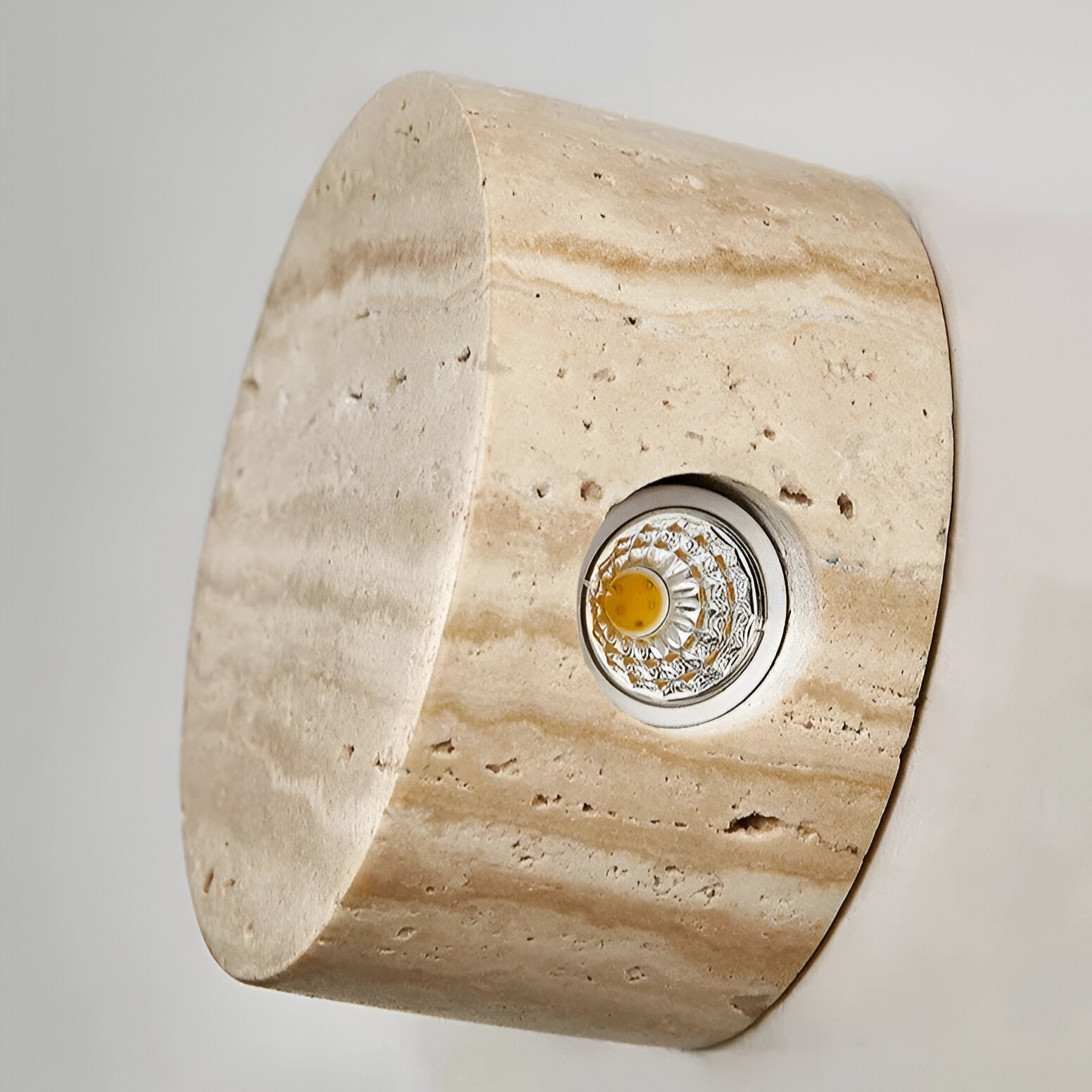 TRAVERTINE HALF-MOON WALL LAMP