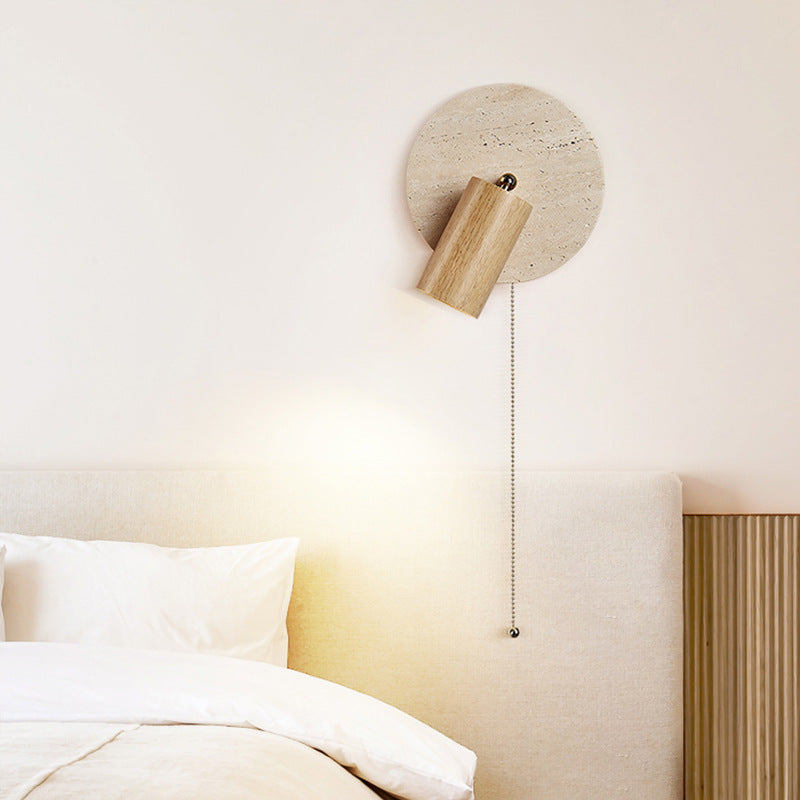 TRAVERTINE ROTATING BEDSIDE LAMP