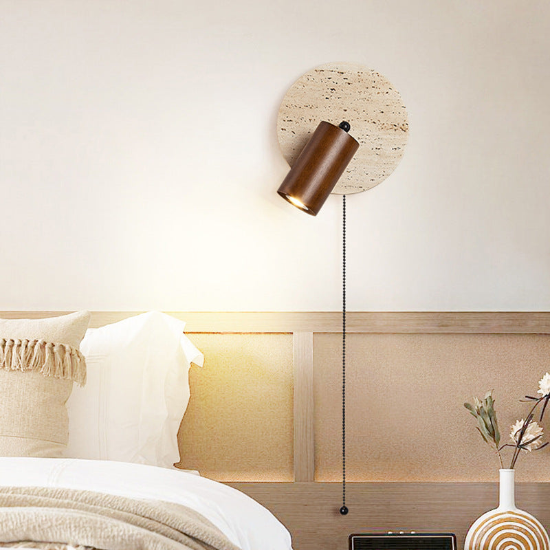 TRAVERTINE ROTATING BEDSIDE LAMP