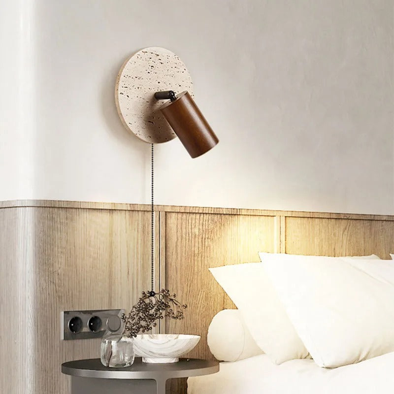 TRAVERTINE ROTATING BEDSIDE LAMP