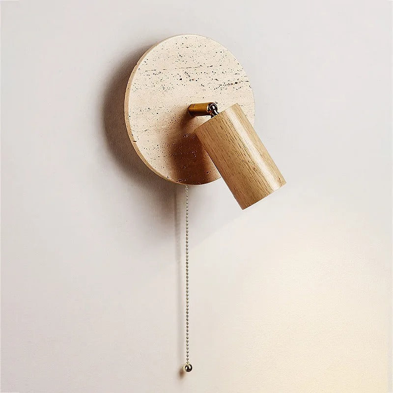 TRAVERTINE ROTATING BEDSIDE LAMP