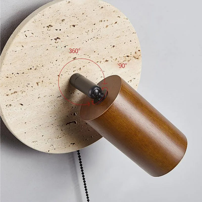 TRAVERTINE ROTATING BEDSIDE LAMP