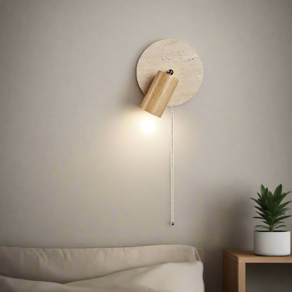 TRAVERTINE ROTATING BEDSIDE LAMP