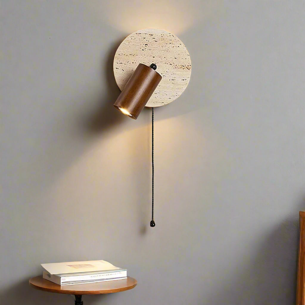 TRAVERTINE ROTATING BEDSIDE LAMP