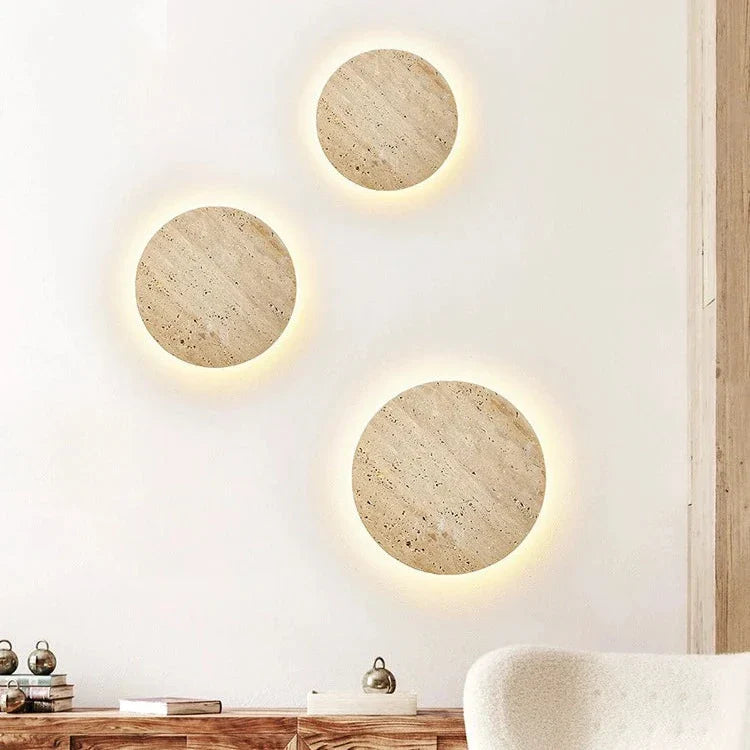 TRAVERTINE ROUND WALL LAMP
