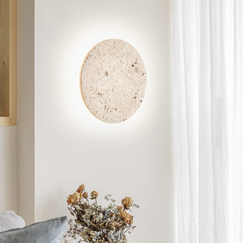 TRAVERTINE ROUND WALL LAMP