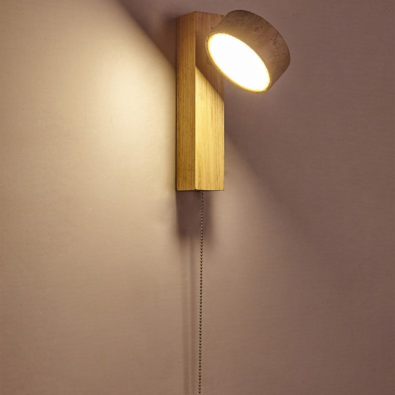 TRAVERTINE WOOD BEDSIDE LAMP