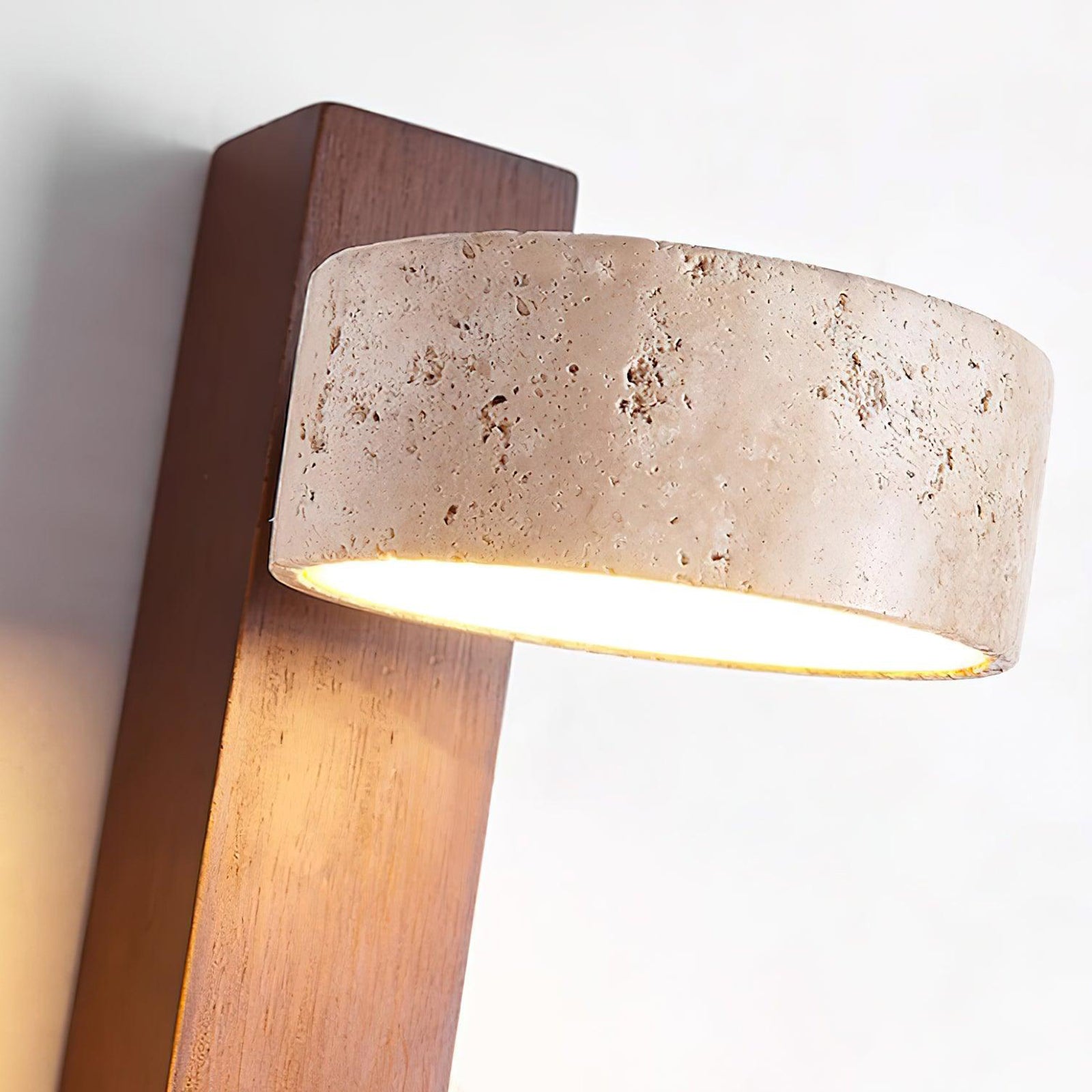 TRAVERTINE WOOD BEDSIDE LAMP