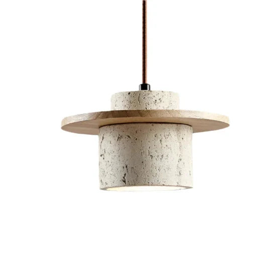 TRAVERTINE WOOD HAT PENDANT