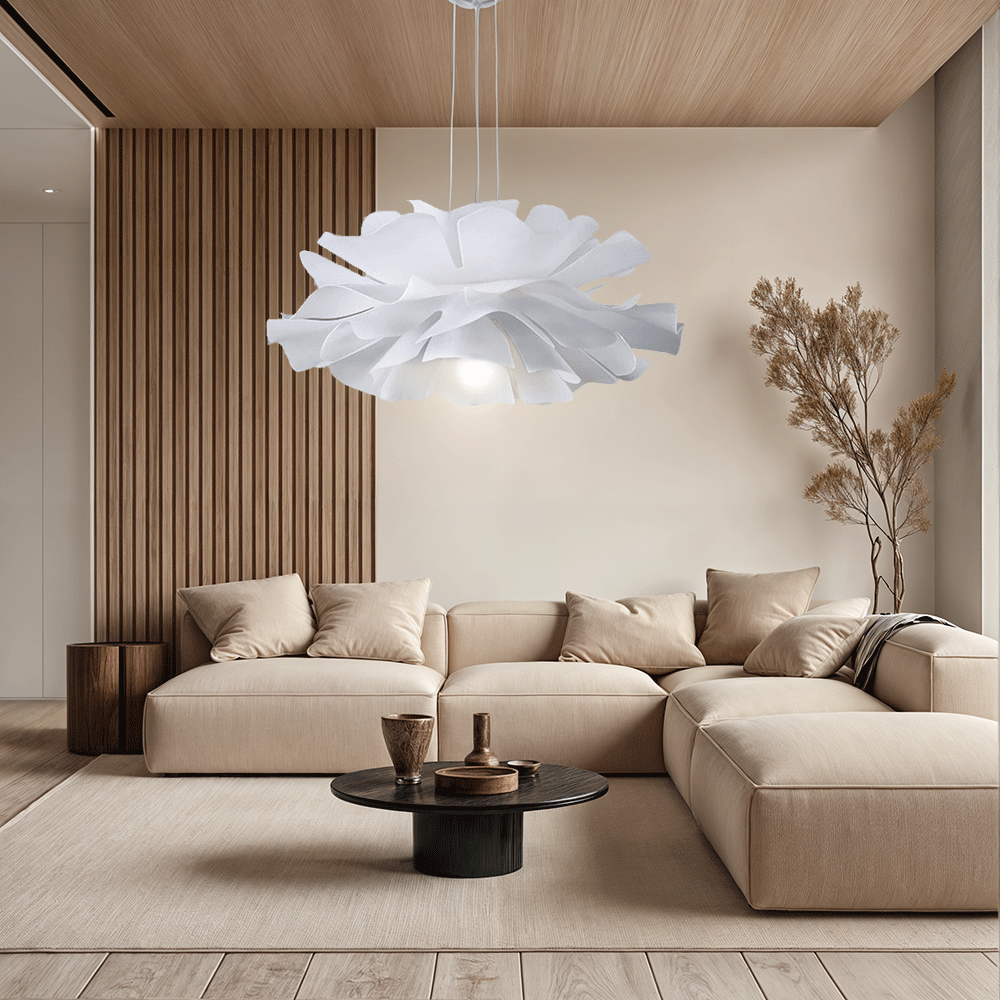 WHITE RUFFLE CLOUD PENDANT