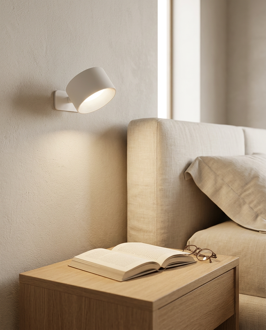 Wireless Magnetic Wall Lamp beside a calm bed