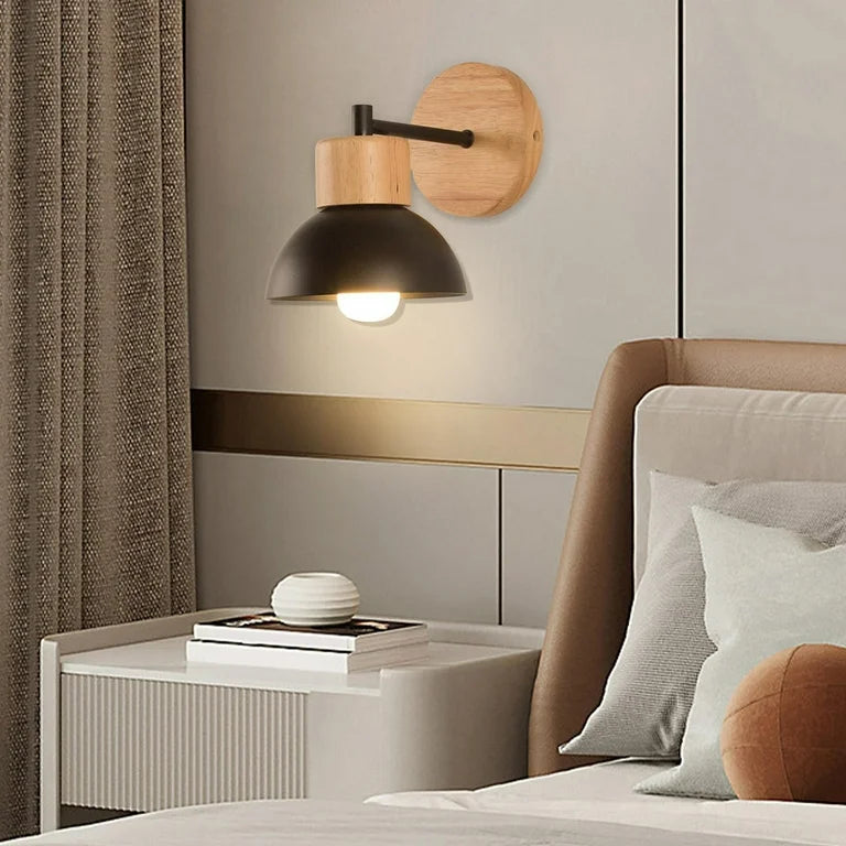 WOOD ARM DOME WALL LAMP