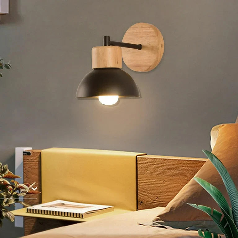 WOOD ARM DOME WALL LAMP