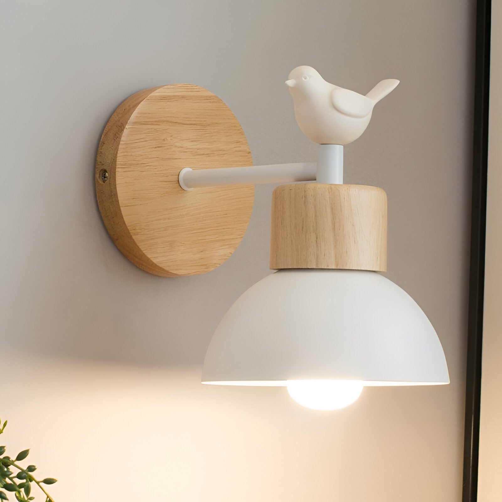 WOOD ARM DOME WALL LAMP