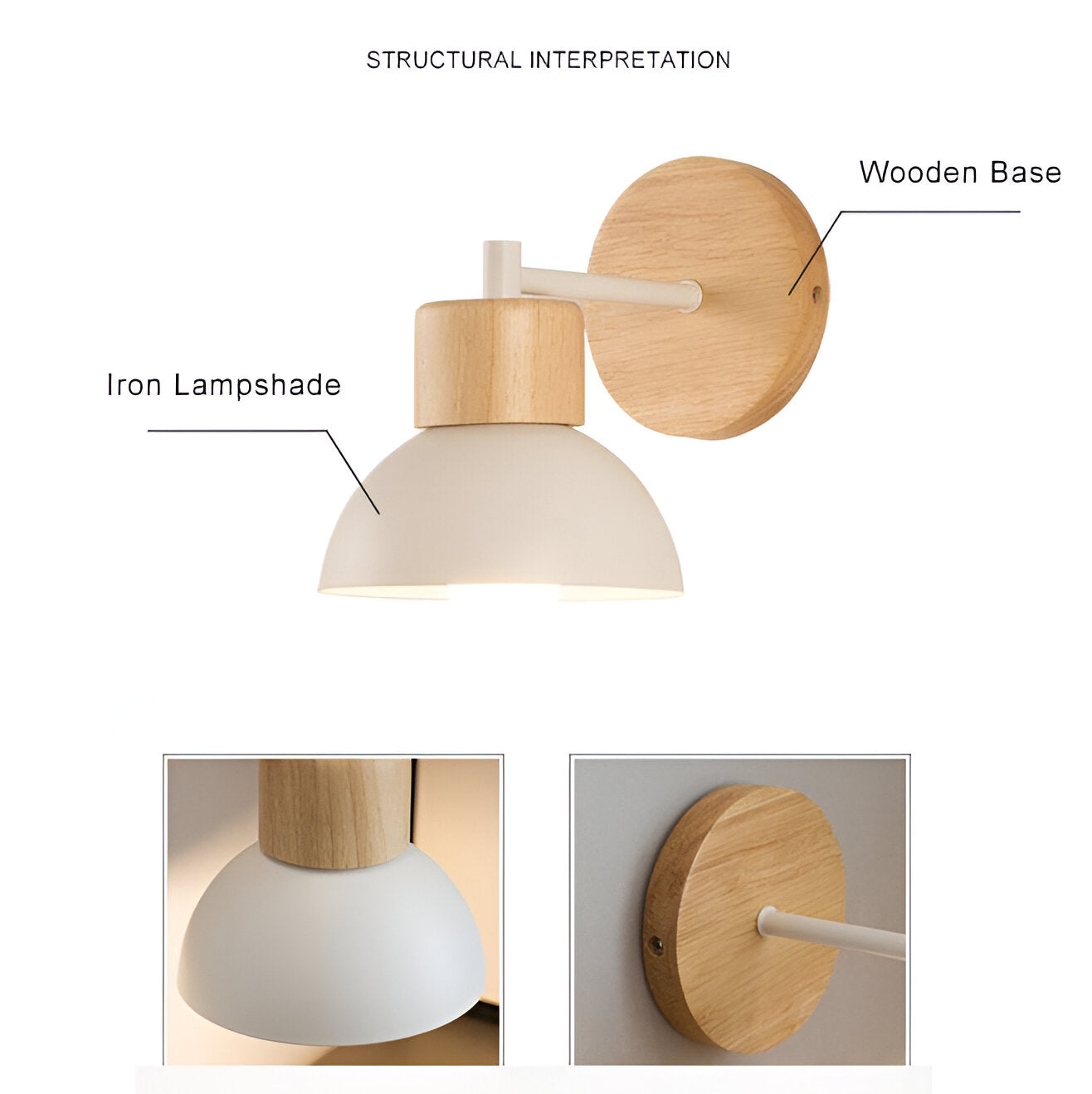 WOOD ARM DOME WALL LAMP
