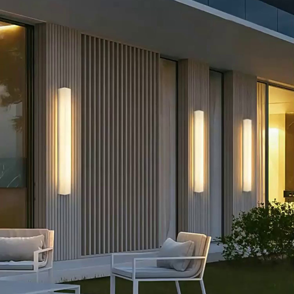Edge Modern Rectangular Alabaster Outdoor Wall Light