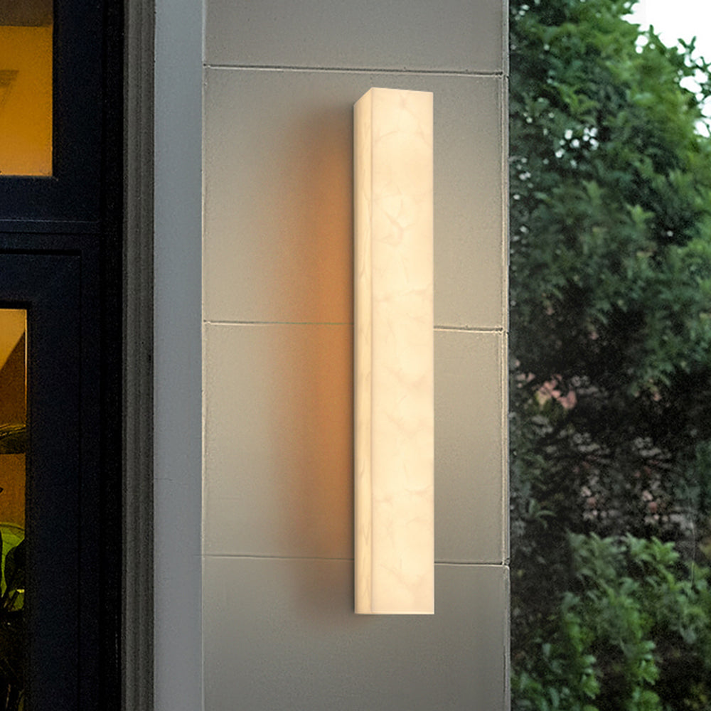 Edge Modern Rectangular Alabaster Outdoor Wall Light