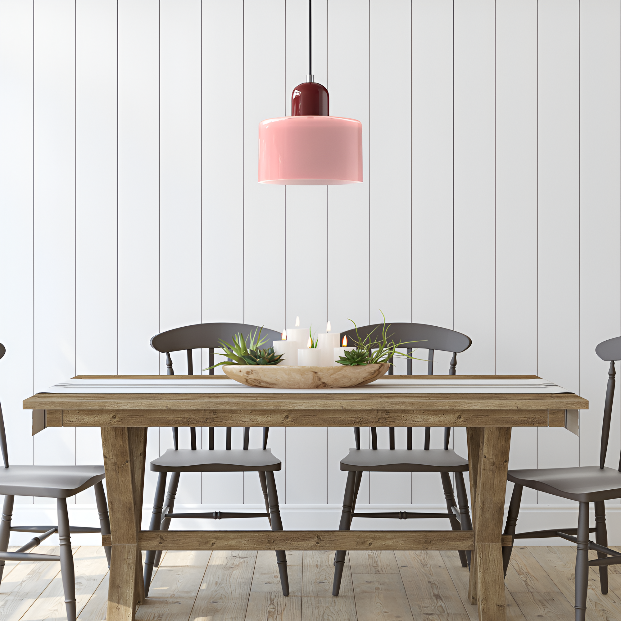 Nordic Iron Body Two-Tone Glass Pendant Light