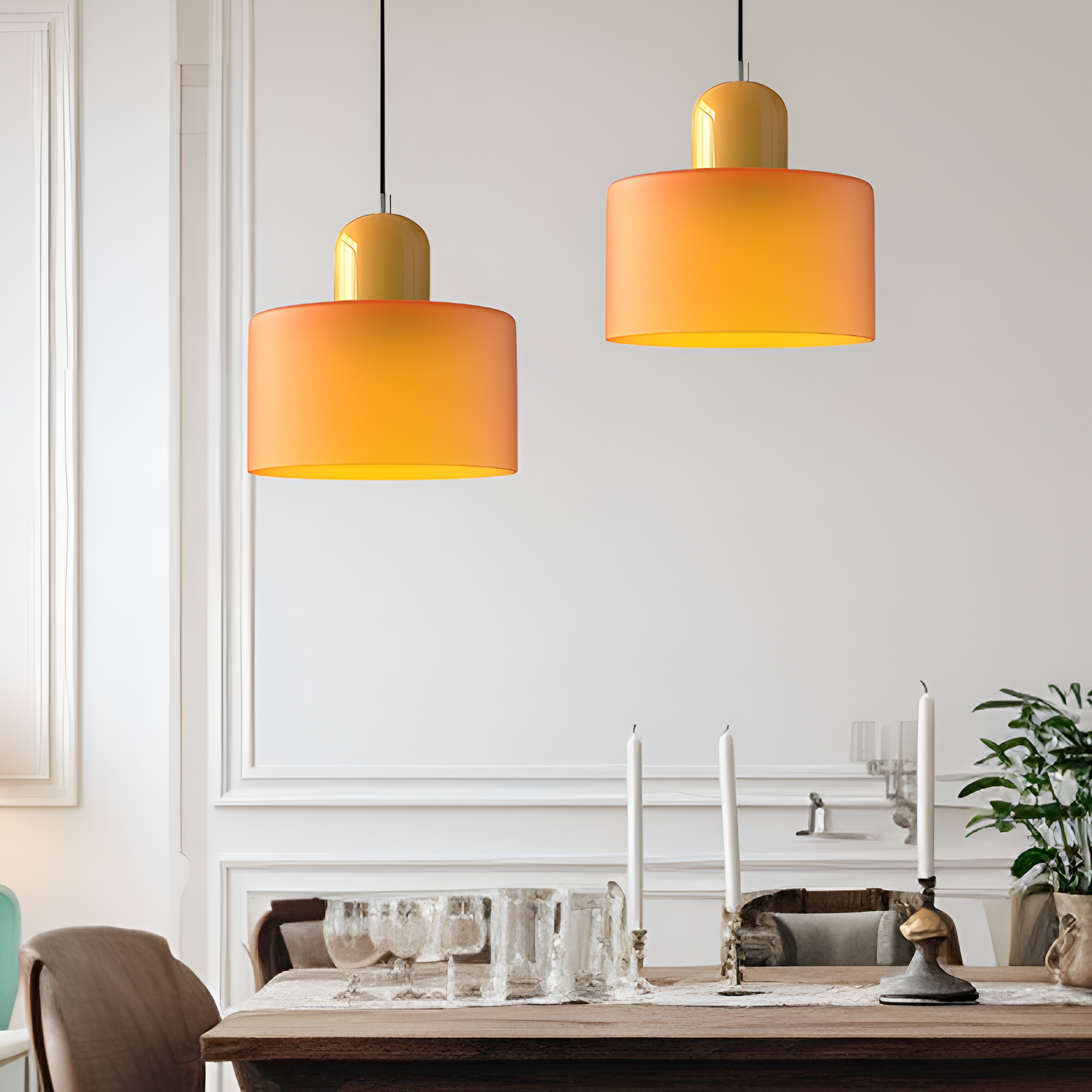 Nordic Iron Body Two-Tone Glass Pendant Light