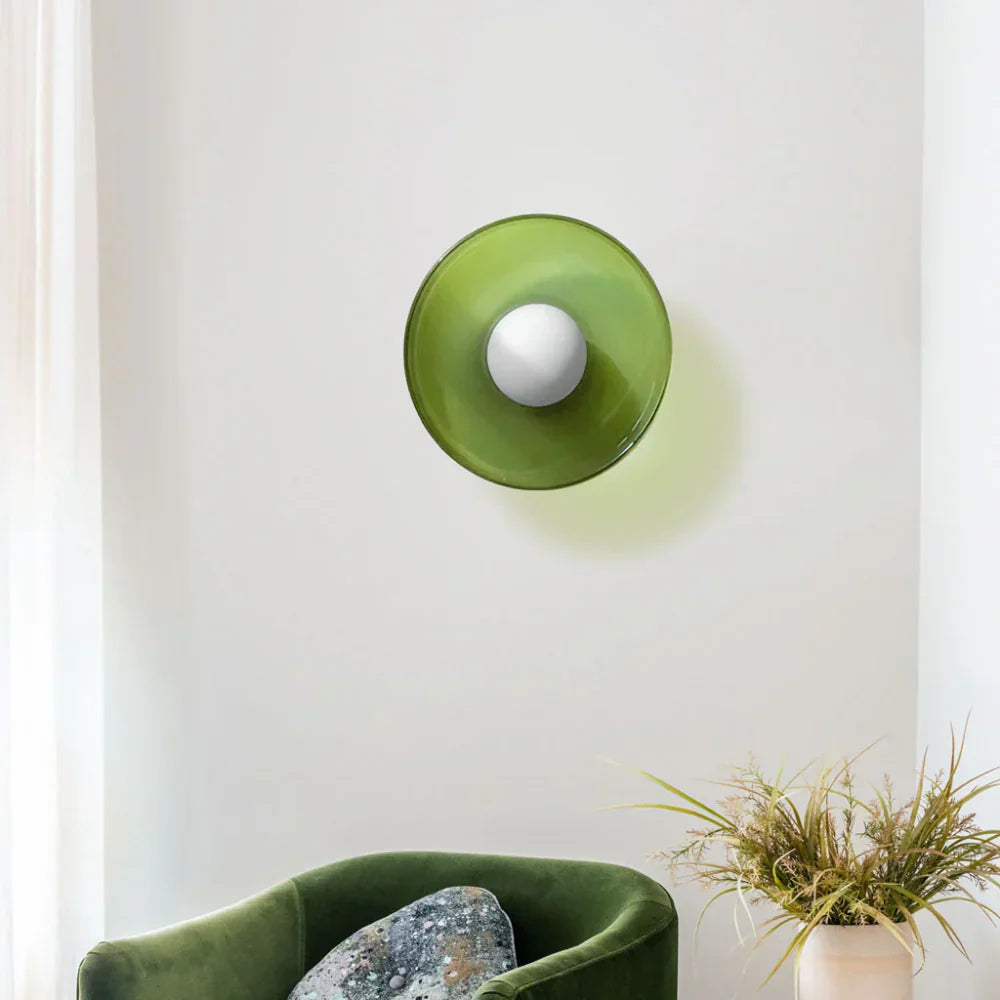 Nordic Glass Olive Disc Wall and Ceiling Light