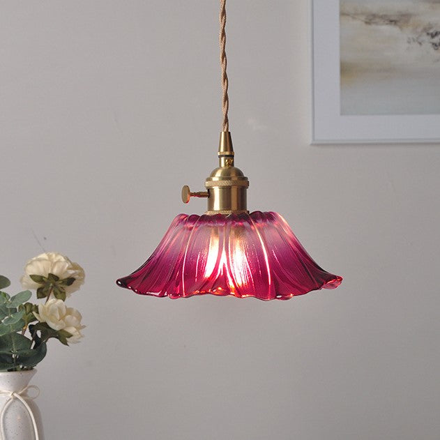 Lotus Glow Vintage Glass Pendant Light