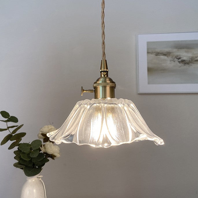 Lotus Glow Vintage Glass Pendant Light