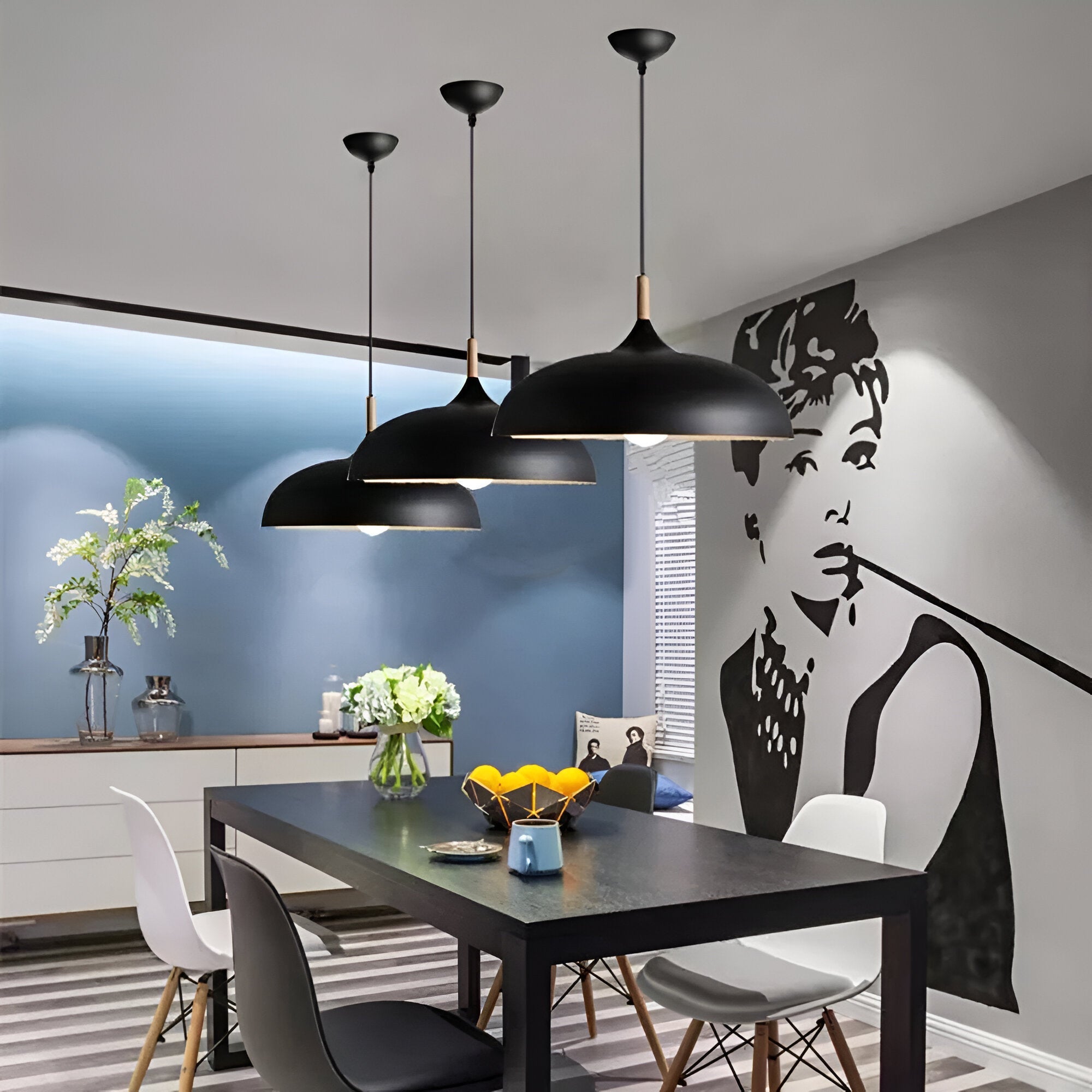 Nordic Style Wood Iron Art Pendant Light