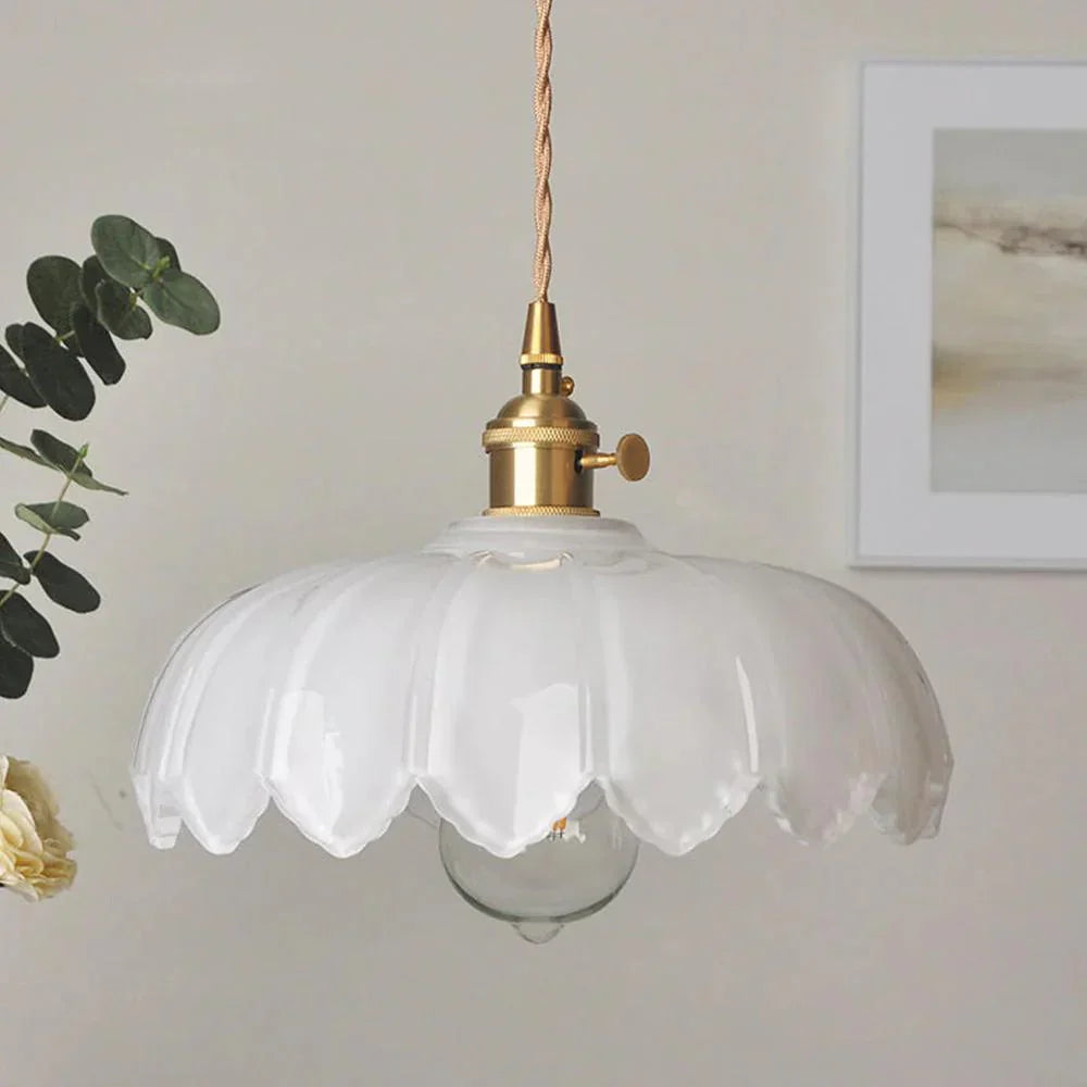 Emerald Lotus Retro Glass Ceiling Light