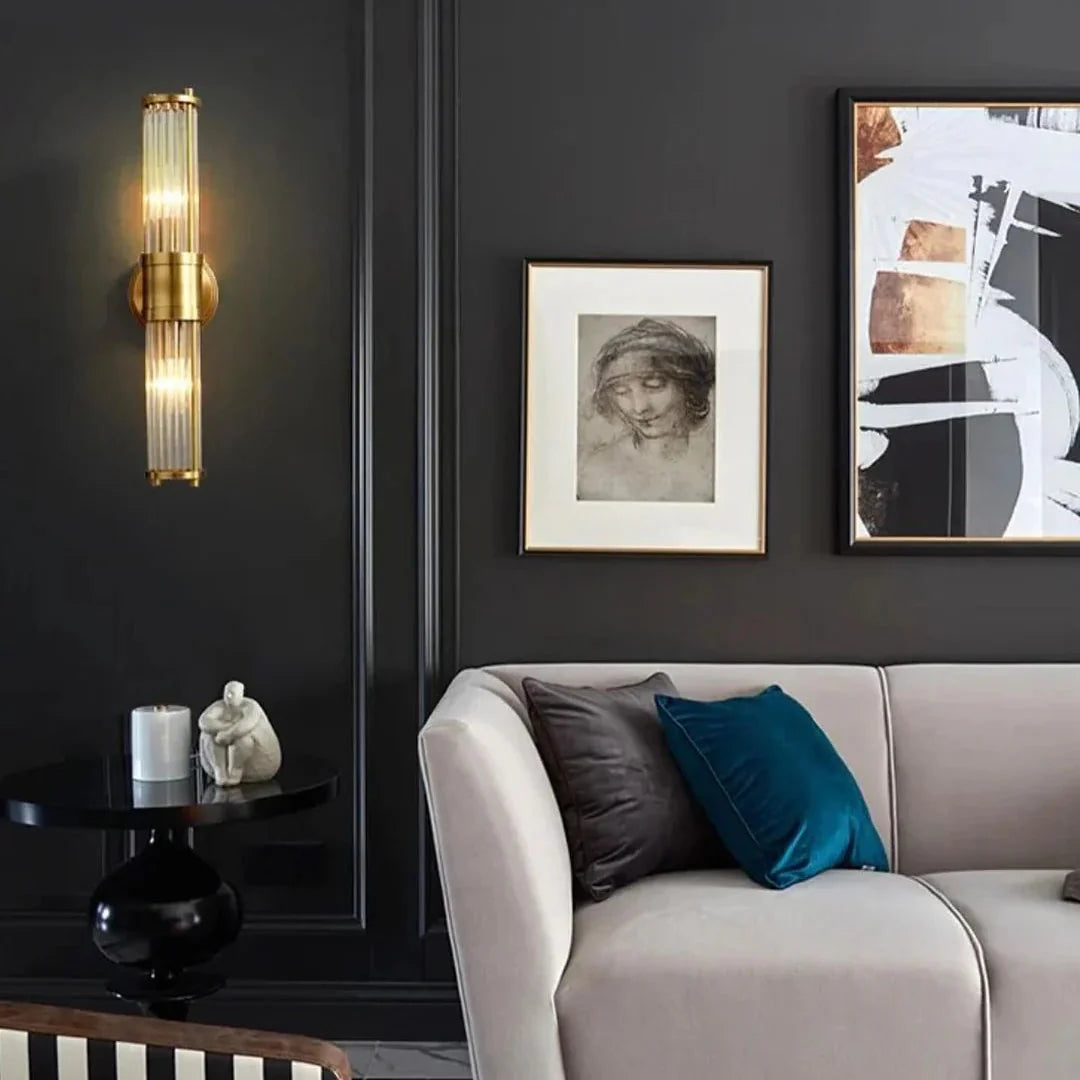 The Lumina Bloom Brass Crystal Japandi Wall Lamp
