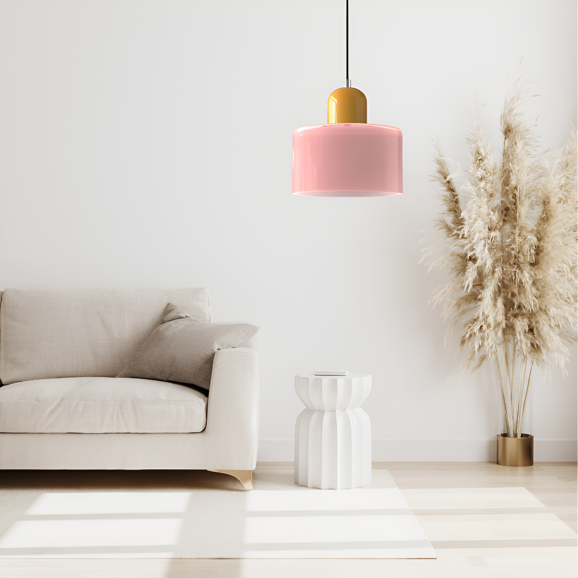 Nordic Iron Body Two-Tone Glass Pendant Light